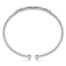 14K White Gold Bujukan Diamond and Blue Sapphire Split Bangle - 0.09 ct