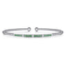 14K White Gold Bujukan Diamond and Emerald Split Bangle - 0.09 ct