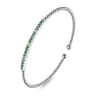 14K White Gold Bujukan Diamond and Emerald Split Bangle - 0.09 ct