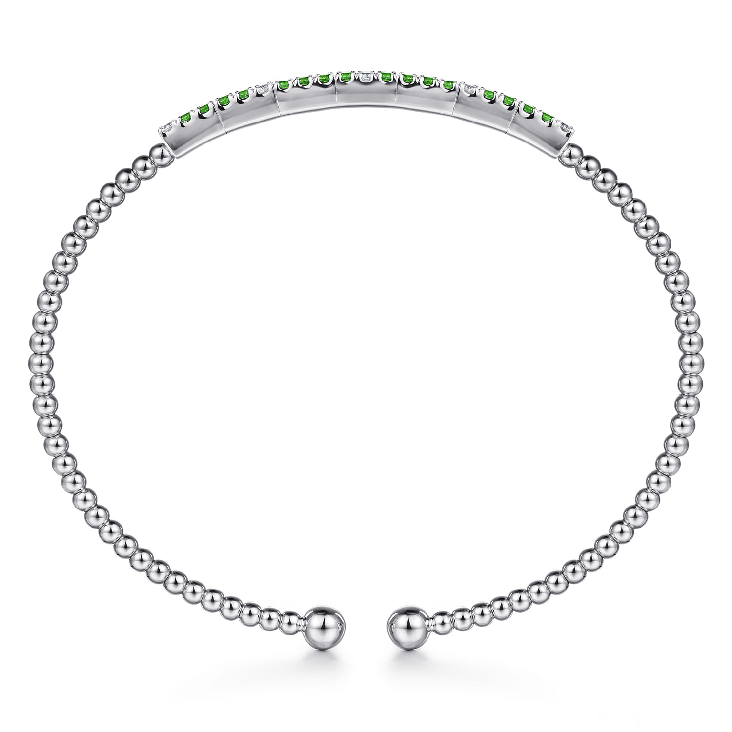 14K White Gold Bujukan Diamond and Emerald Split Bangle - 0.09 ct - Shot 3