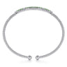 14K White Gold Bujukan Diamond and Emerald Split Bangle - 0.09 ct