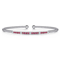 14K White Gold Bujukan Diamond and Ruby Split Bangle