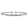 14K White Gold Bujukan Diamond and Ruby Split Bangle - 0.09 ct