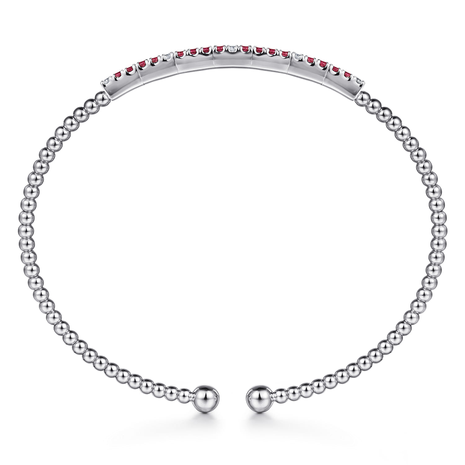 14K White Gold Bujukan Diamond and Ruby Split Bangle - 0.09 ct - Shot 3