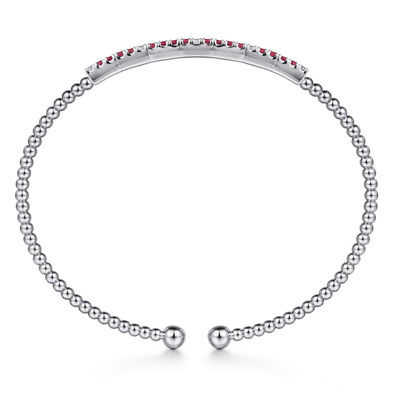 14K White Gold Bujukan Diamond and Ruby Split Bangle - 0.09 ct - Shot 3