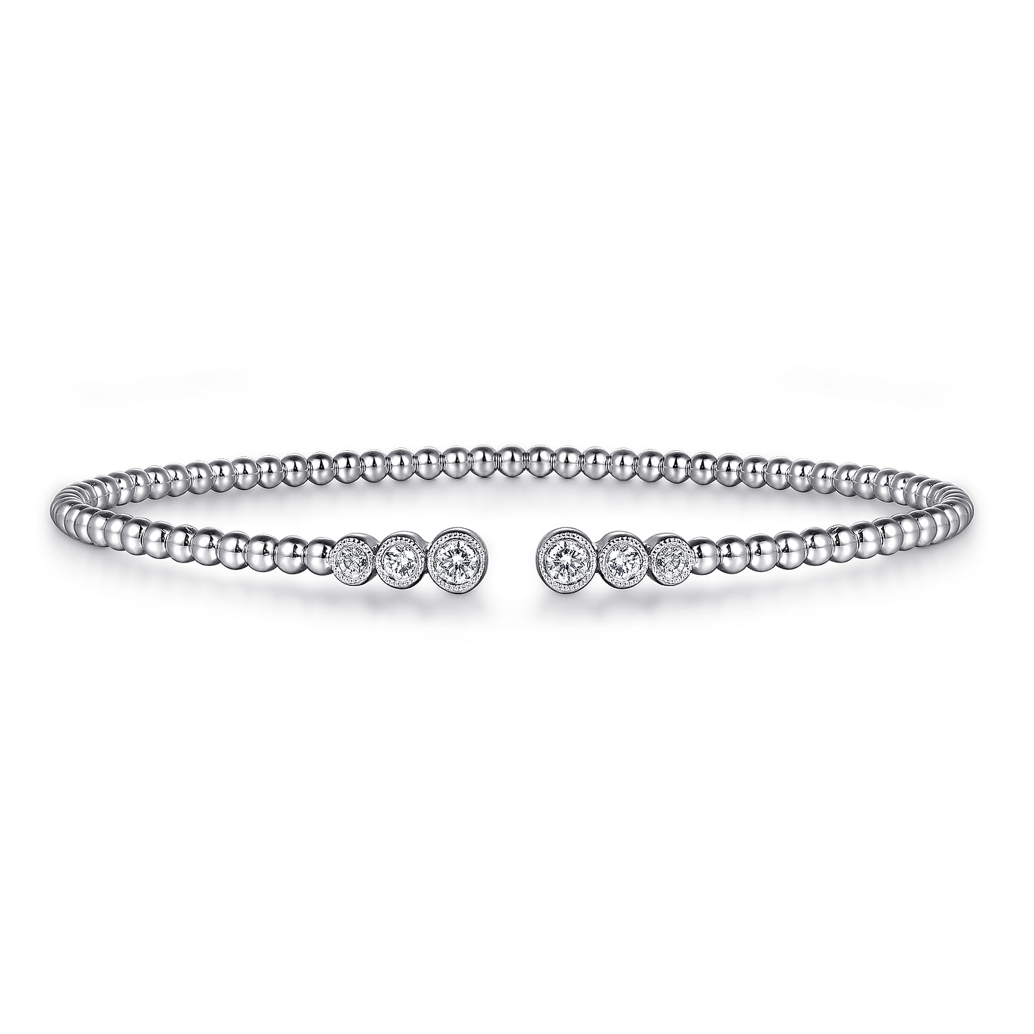 14K White Gold Bujukan Diamonds Split Bangle - 0.24 ct - Shot 1