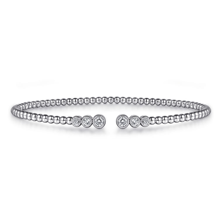 14K White Gold Bujukan Diamonds Split Bangle - 0.24 ct - Shot 1