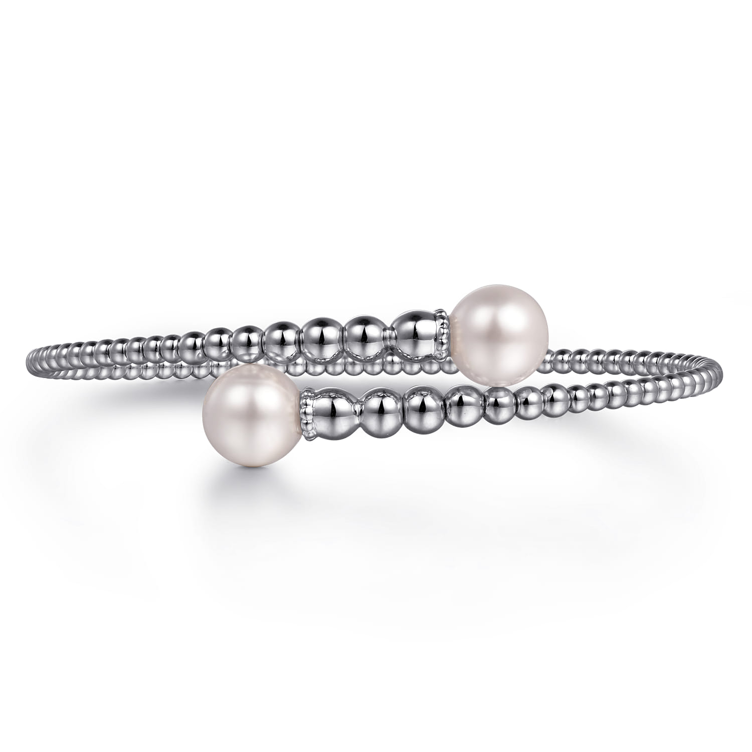 14K White Gold Bujukan Fresh Water Pearl Bangle - Shot 1