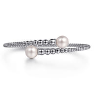 14K White Gold Bujukan Fresh Water Pearl Bangle