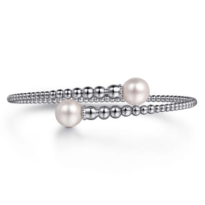 14K White Gold Bujukan Fresh Water Pearl Bangle
