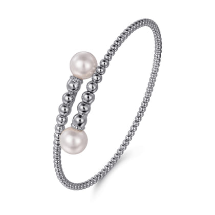 14K White Gold Bujukan Fresh Water Pearl Bangle