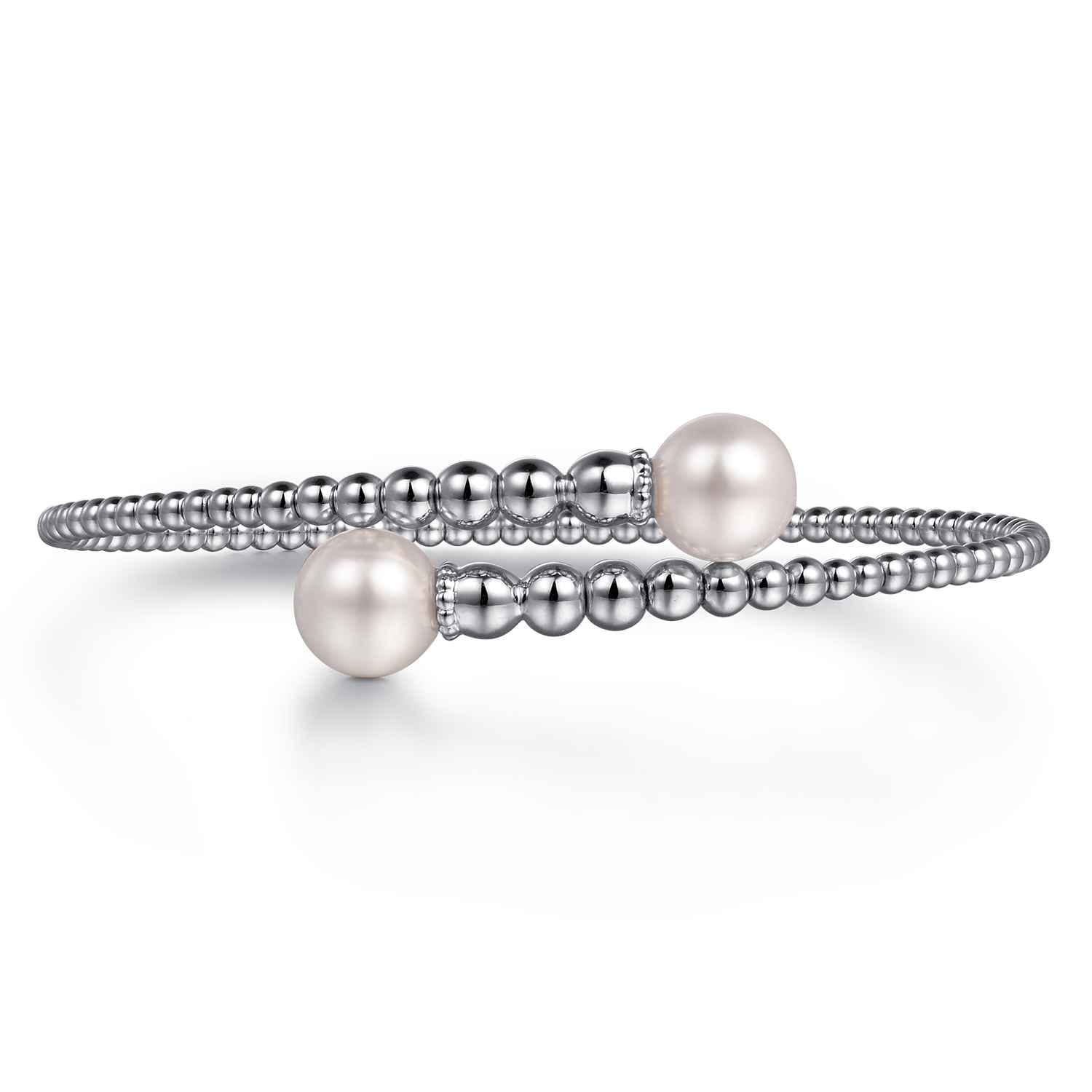 14K White Gold Bujukan Fresh Water Pearl Bangle - Shot 1