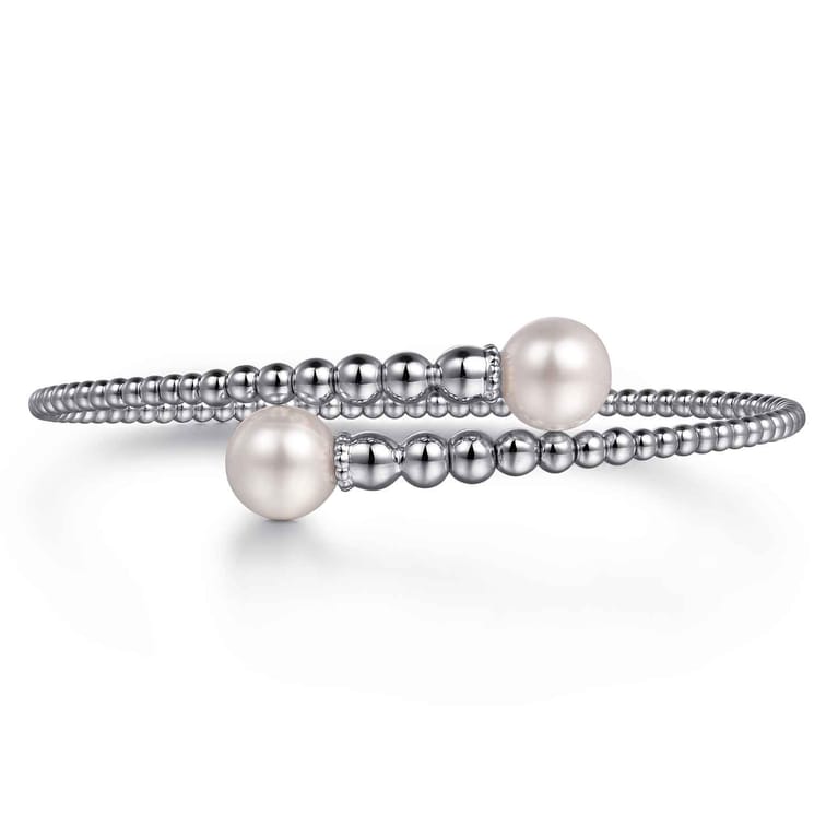 14K White Gold Bujukan Fresh Water Pearl Bangle - Shot 1