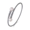 14K White Gold Bujukan Fresh Water Pearl Bangle
