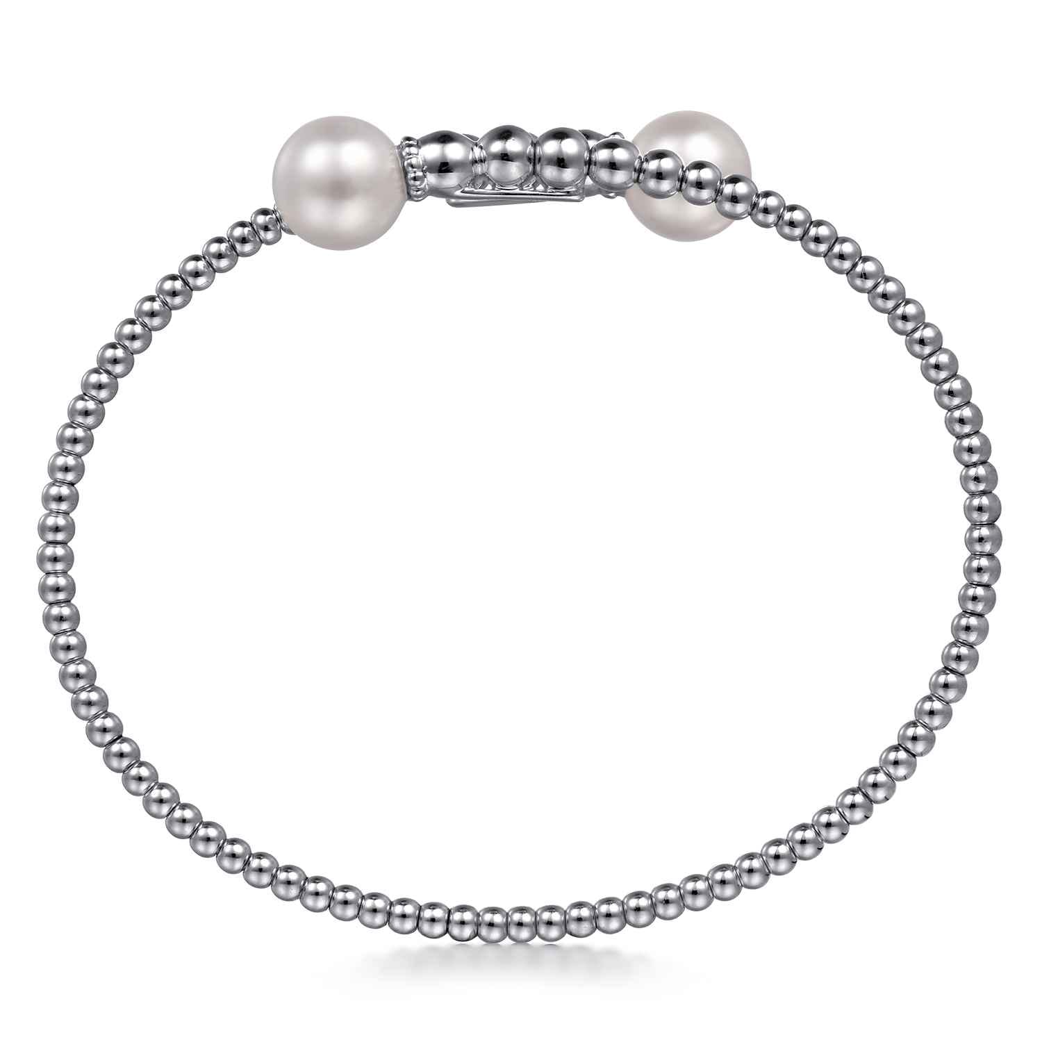 14K White Gold Bujukan Fresh Water Pearl Bangle - Shot 3