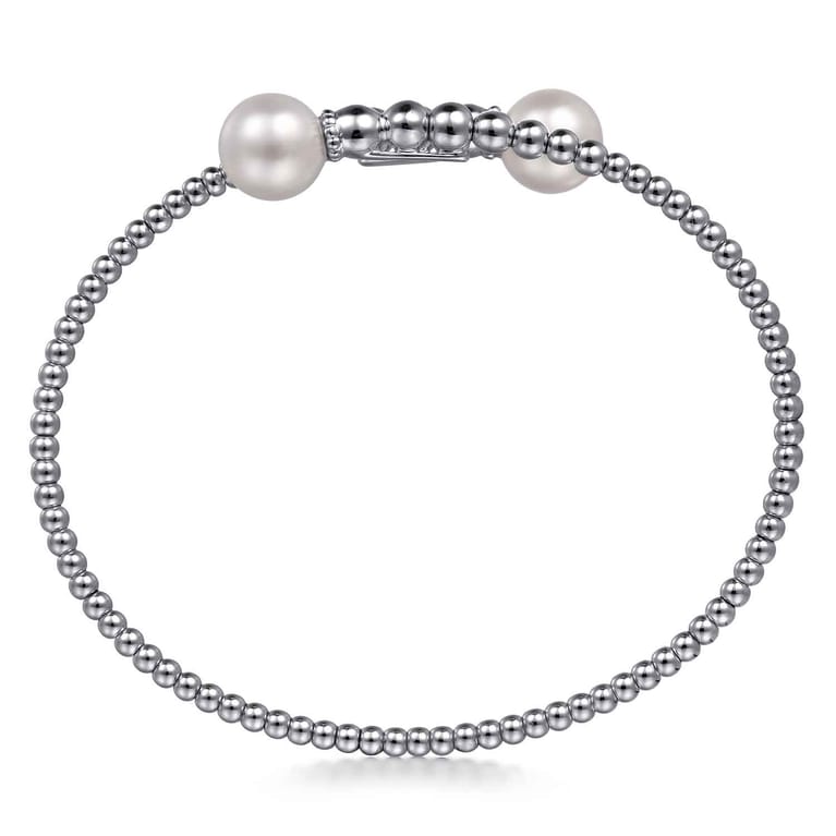14K White Gold Bujukan Fresh Water Pearl Bangle - Shot 3
