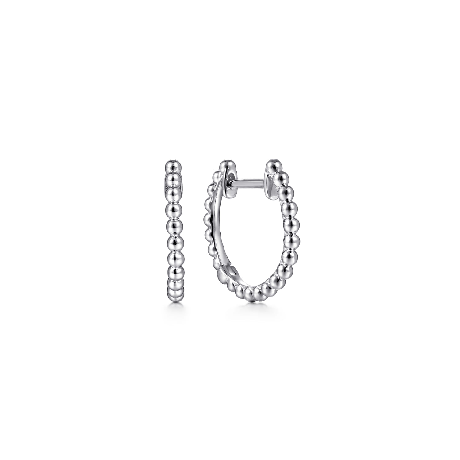 14K White Gold Bujukan Huggie Earrings - Shot 1