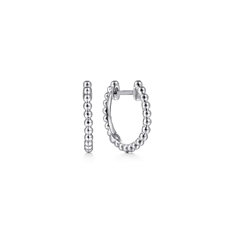 14K White Gold Bujukan Huggie Earrings - Shot 1