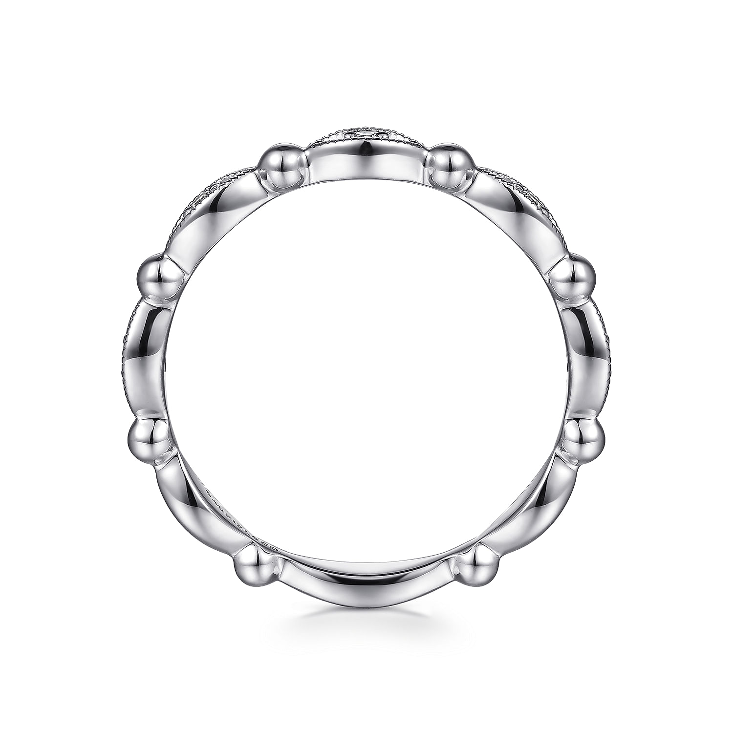 14K White Gold Bujukan Marquise Station Diamond Stackable Ring
