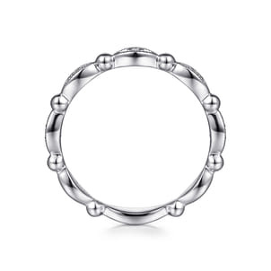 14K White Gold Bujukan Marquise Station Diamond Stackable Ring