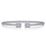 14K White Gold Bujukan Open Cuff Bracelet with Diamond Baguettes - 0.32 ct