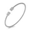 14K White Gold Bujukan Open Cuff Bracelet with Diamond Baguettes - 0.32 ct