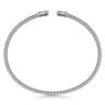 14K White Gold Bujukan Open Cuff Bracelet with Diamond Baguettes - 0.32 ct