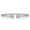 14K White Gold Bujukan Open Cuff Bracelet with Diamond Baguettes - 0.32 ct