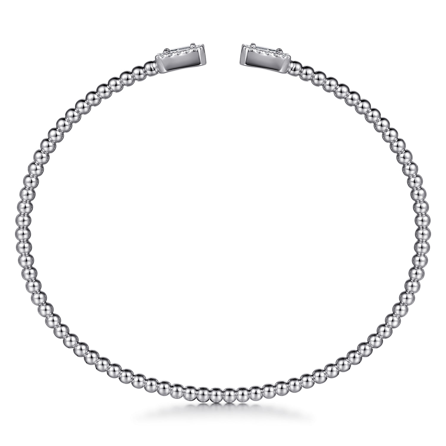 14K White Gold Bujukan Open Cuff Bracelet with Diamond Baguettes - 0.32 ct - Shot 3