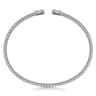 14K White Gold Bujukan Open Cuff Bracelet with Diamond Baguettes - 0.32 ct