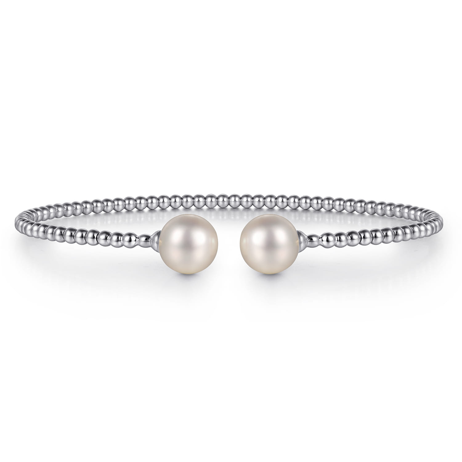 14K White Gold Bujukan Pearls Split Bangle - Shot 1