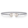 14K White Gold Bujukan Pearls Split Bangle