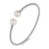 14K White Gold Bujukan Pearls Split Bangle