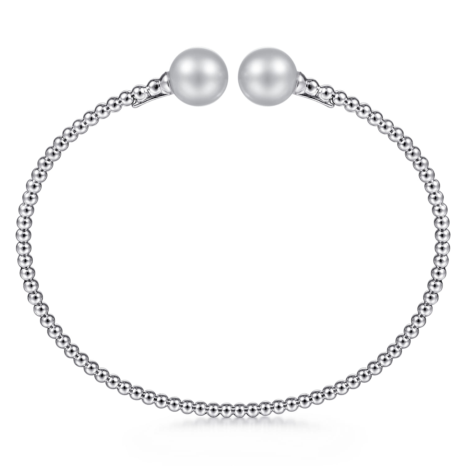 14K White Gold Bujukan Pearls Split Bangle - Shot 3