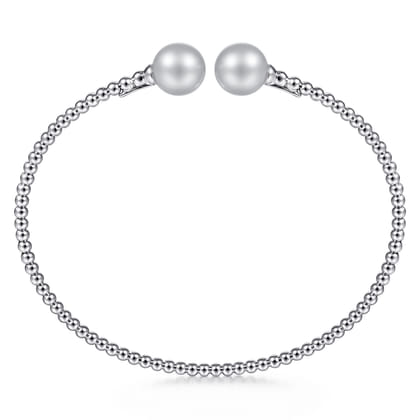 14K White Gold Bujukan Pearls Split Bangle