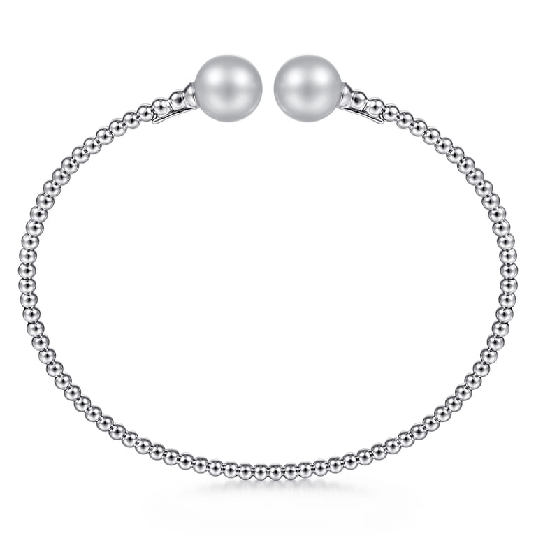 14K White Gold Bujukan Pearls Split Bangle - Shot 3