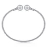 14K White Gold Bujukan Pearls Split Bangle