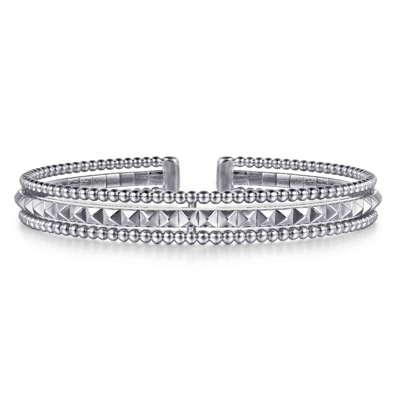 14K White Gold Bujukan Pyramid Bangle - Shot 1
