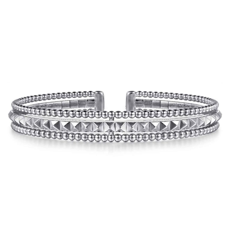 14K White Gold Bujukan Pyramid Bangle - Shot 1