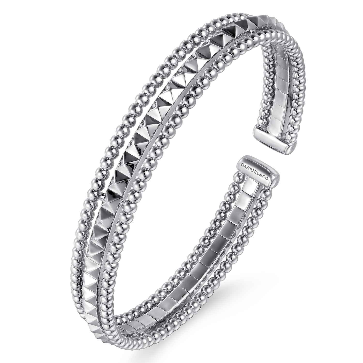 14K White Gold Bujukan Pyramid Bangle - Shot 2