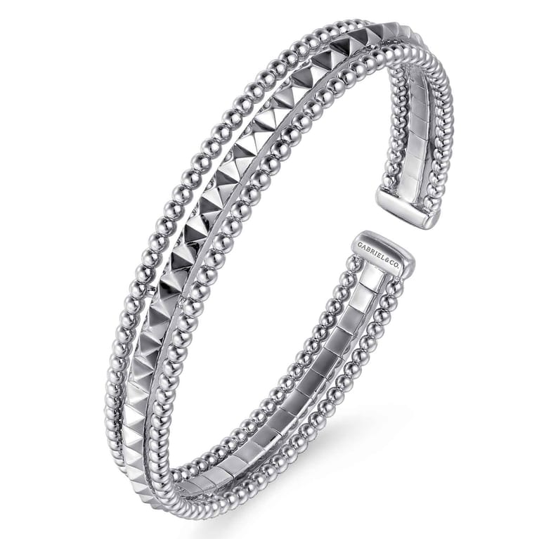 14K White Gold Bujukan Pyramid Bangle - Shot 2