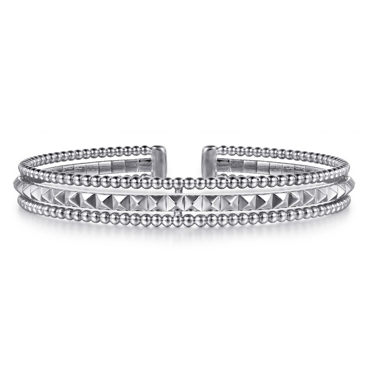 14K White Gold Bujukan Pyramid Bangle - Shot 1