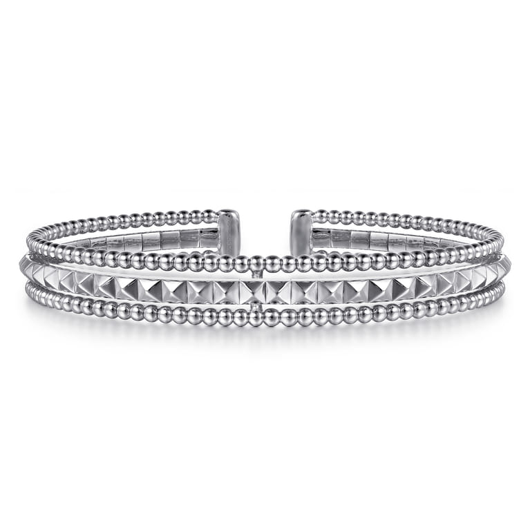14K White Gold Bujukan Pyramid Bangle - Shot 1