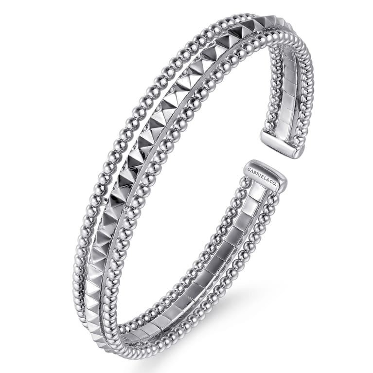 14K White Gold Bujukan Pyramid Bangle - Shot 2
