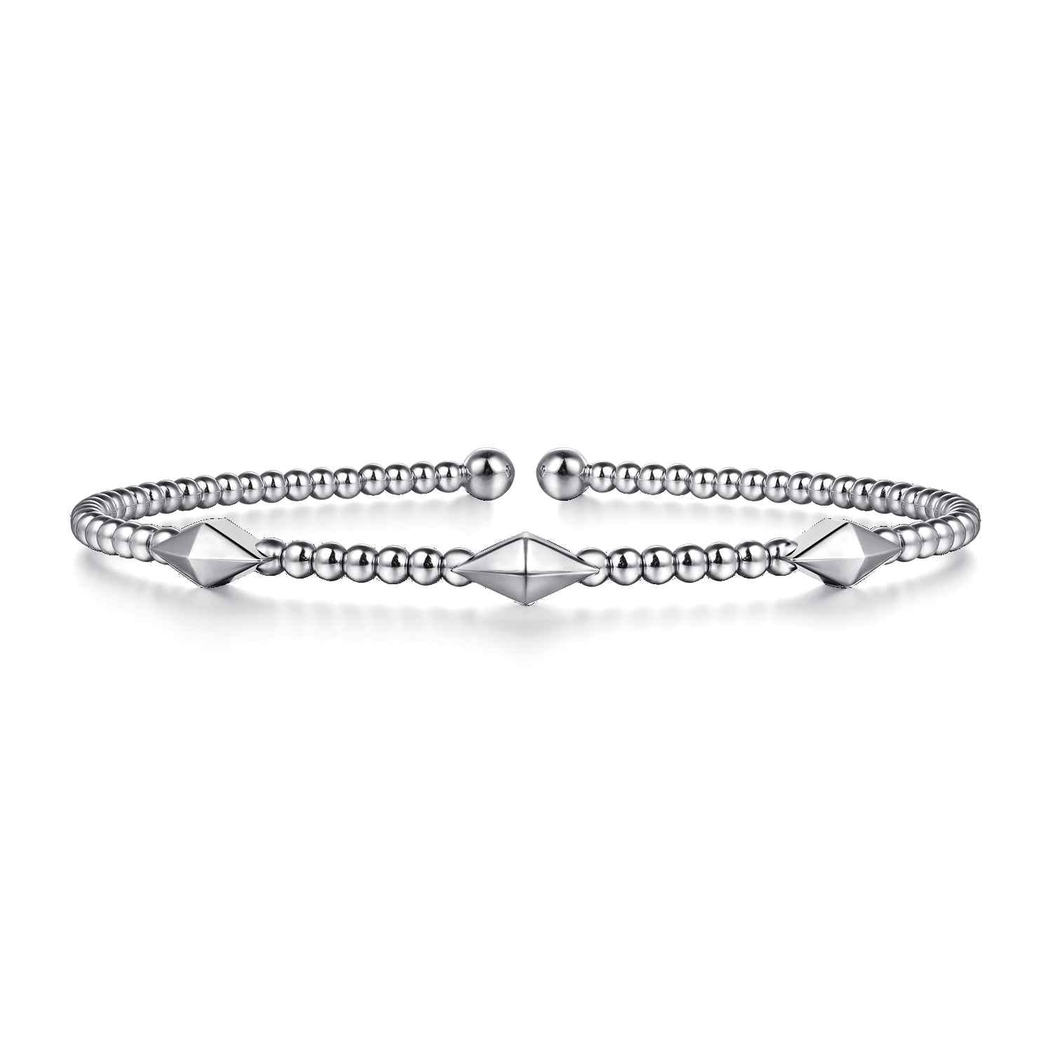 14K White Gold Bujukan Pyramid Stations Bangle - Shot 1