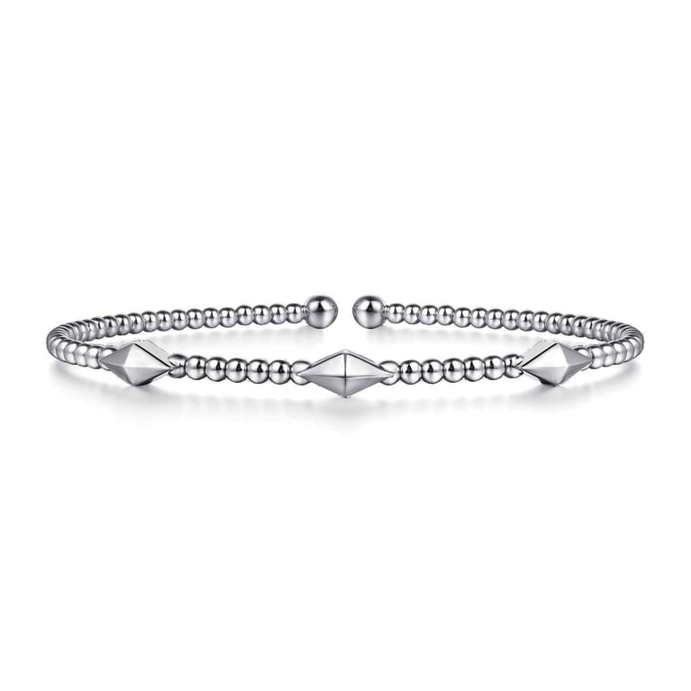 14K White Gold Bujukan Pyramid Stations Bangle - Shot 1