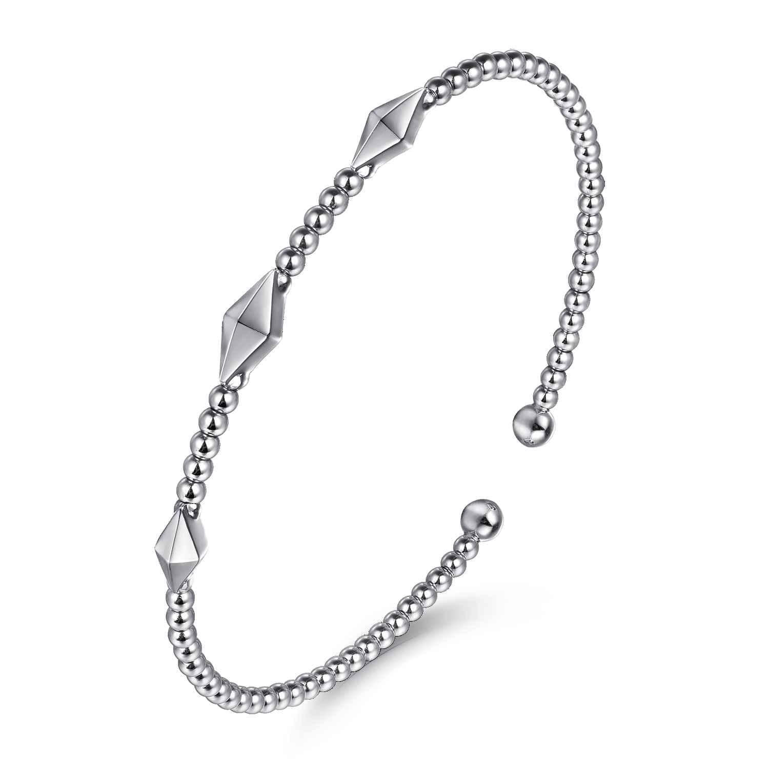 14K White Gold Bujukan Pyramid Stations Bangle - Shot 2