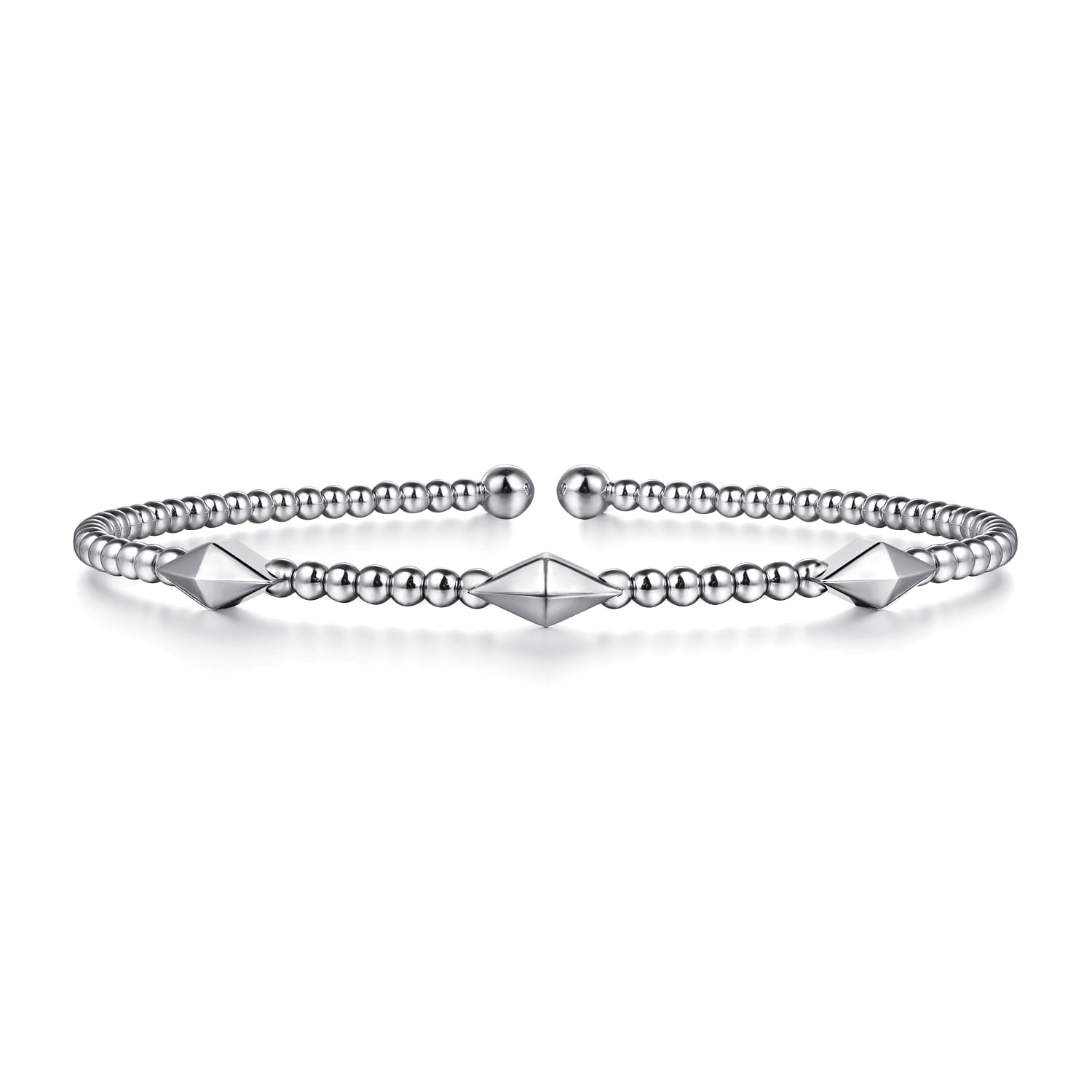 14K White Gold Bujukan Pyramid Stations Bangle - Shot 1