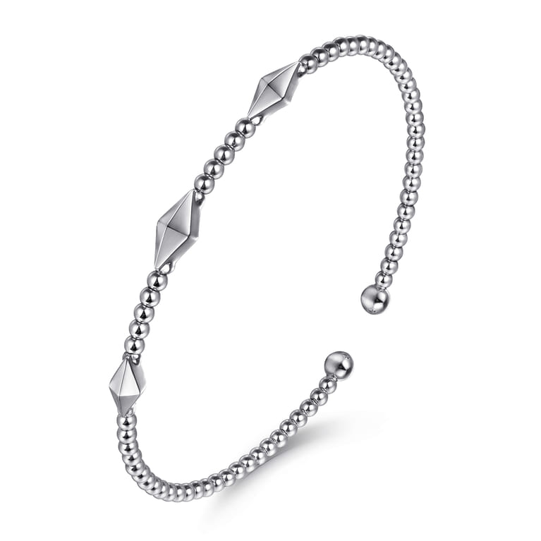 14K White Gold Bujukan Pyramid Stations Bangle - Shot 2