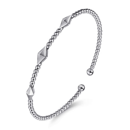 14K White Gold Bujukan Pyramid Stations Bangle